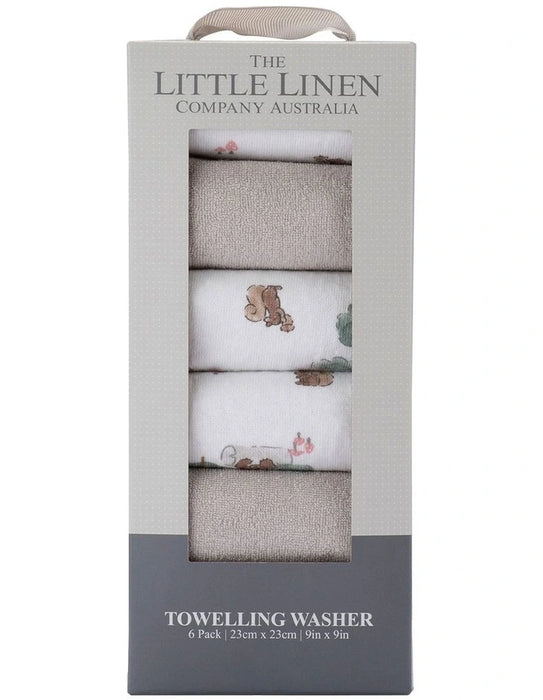 The Little Linen Company Towelling Washer 6pk