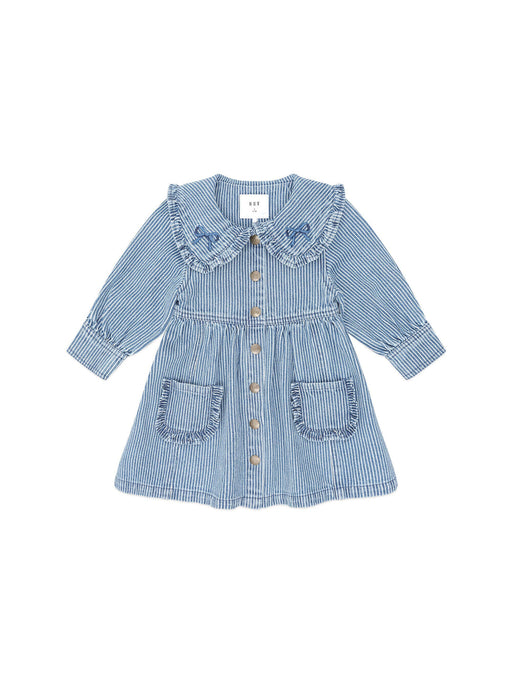 Huxbaby Vintage Bow Collar Denim Dress