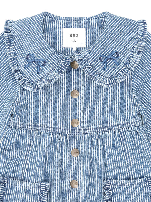 Huxbaby Vintage Bow Collar Denim Dress