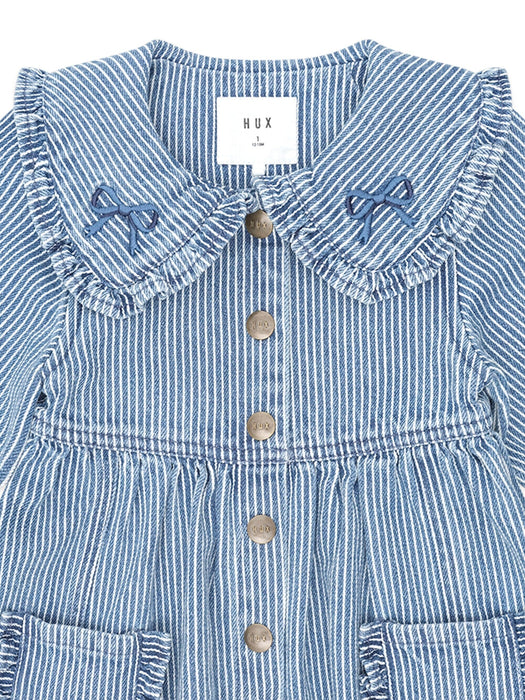 Huxbaby Vintage Bow Collar Denim Dress